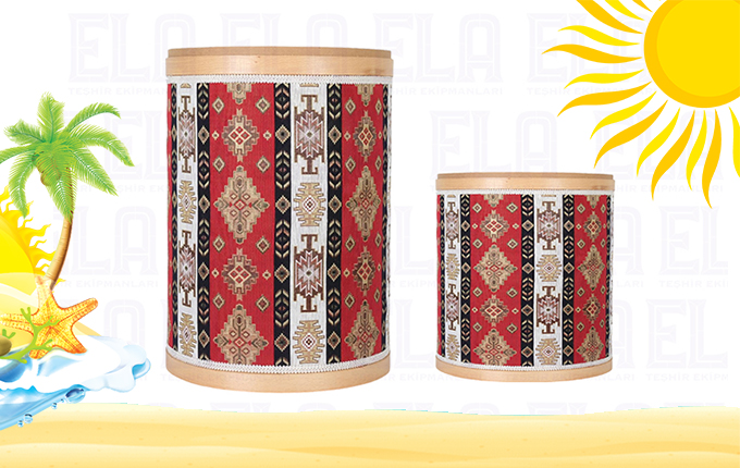 Kilim Desen Ahşap Kova